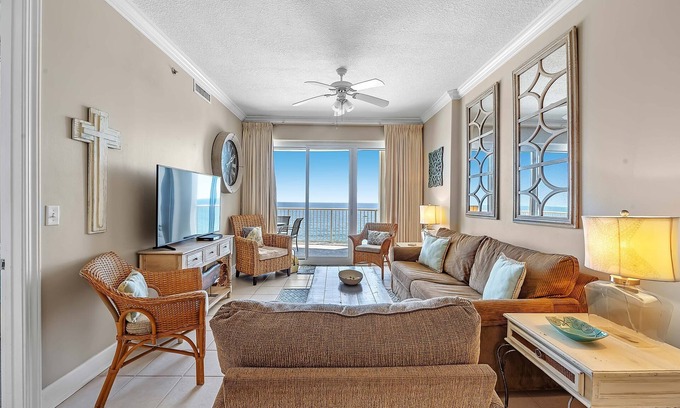 Gulf Shores Condo | August Specials Gulf front condo with large balcony overlooking Gulf of Mexico