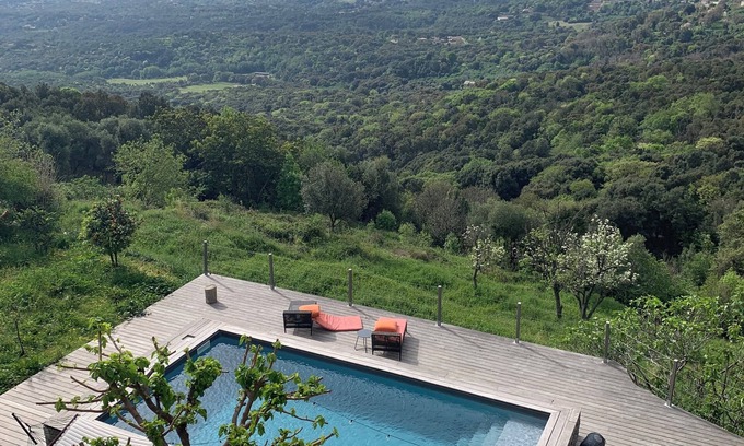 Santa-Maria-Poggio House | Authentic stone village house with swimming pool and breathtaking sea views