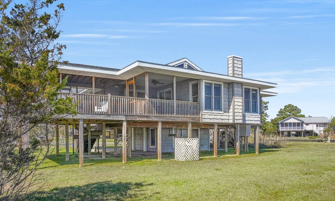 Deep Hole House | Avalon - waterfront home with fireplace and screened porch