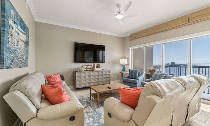 Pensacola Beach Condo | Bayfront penthouse with huge balcony, stunning beach/harbor views & pool