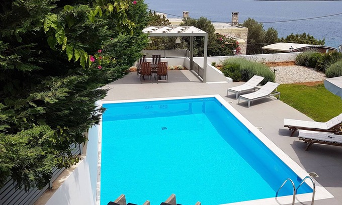 Katakali Villa | Beach front villa with private sea water pool & amazing sea view to Saronic golf
