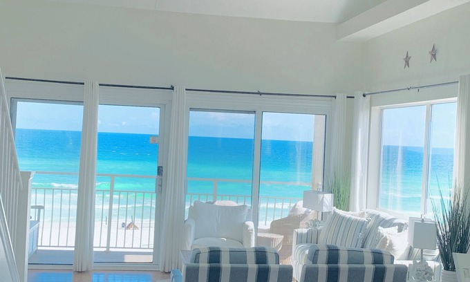 Crystal Beach Condo | Beach Front Panoramic Gulf Views - Top Floor Corner, Sunsets- 317A Crystal Sands