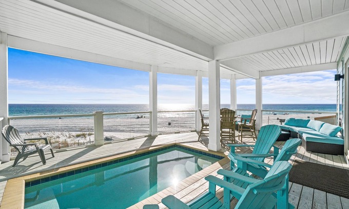 West Panama City Beach House | Beach House Sweet n Salty Beachfront, Priv Pool, Slps 22, Free Round Golf Daily