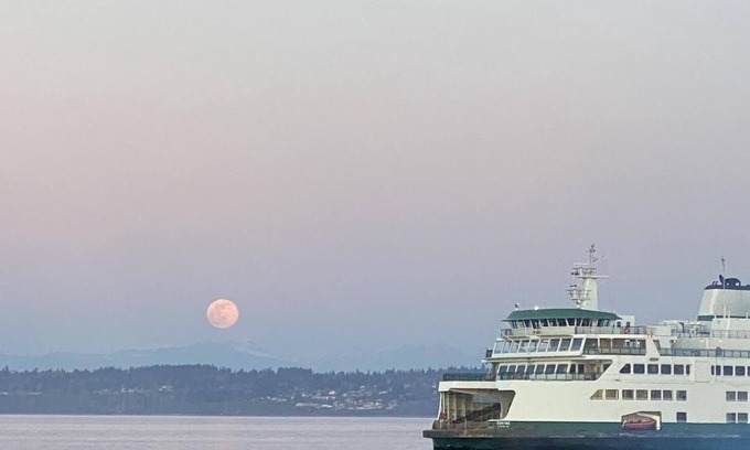 Clinton Cottage | Beach house with views of Puget Sound, ferry, North Cascades, Mt Baker, Rainier.