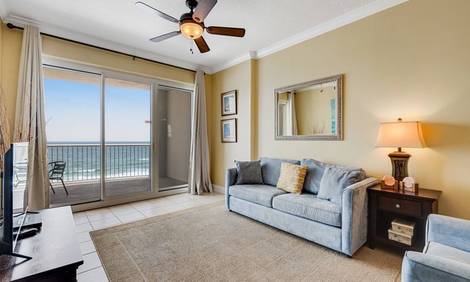 Gulf Shores Condo | Beachfront Condo w/Large Balcony, Shared Hot Tub, Pool, Sauna, Free WiFi, A/C