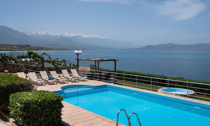 Filaki Villa | Beachfront Family Villa with Private pool, Playground, BBQ & Amazing Sea Views!