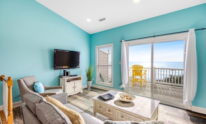 Surf City House | Beachfront home with beach access, community pool, foosball table, ocean views
