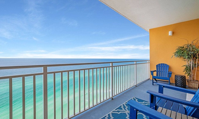 West Panama City Beach Condo | Beachfront! Lazy River/Water Park/Gulf front pool!