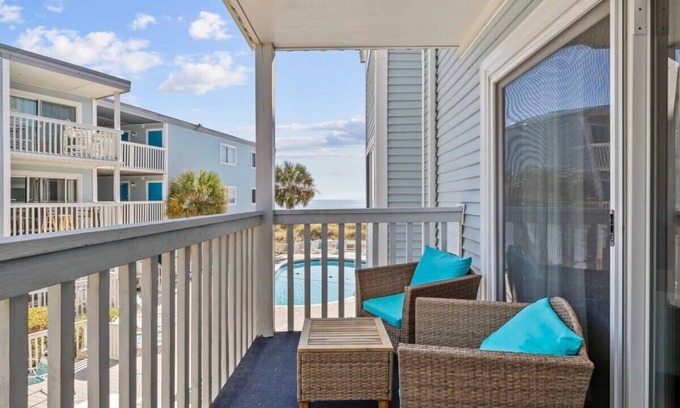 Crescent Beach Condo | Beachfront, Ocean View condo w/Pool & Comfy Beds!