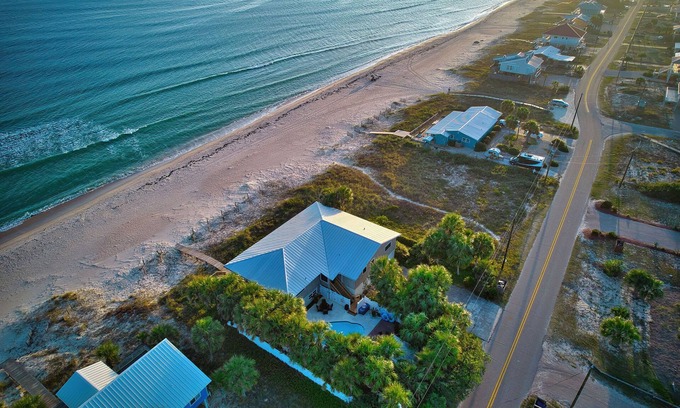 St. George Island House | Beachfront Oasis, Secluded Palm-Surrounded Private Pool, GolfCart Friendly Area