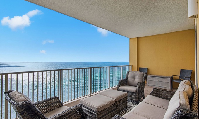 West Panama City Beach Condo | ⭐BeachFront Penthouse~Heated Pool+HotTub~Grills~Tropic Winds 2306