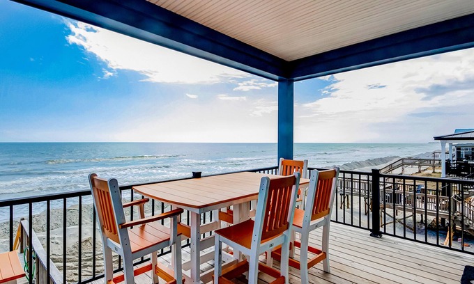 Murrells Inlet House | Beachfront stilted home with ocean views, beach deck, WiFi, central AC & W/D