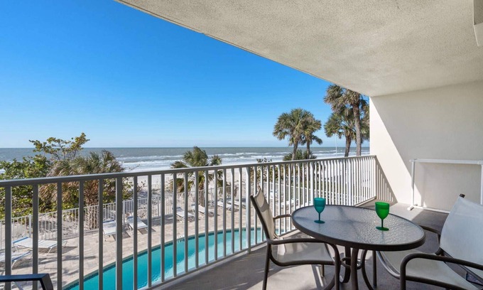 Indian Rocks Beach Condo | Beachfront w/Gulf View! Free Activities Included! Private Balcony, Pool ~ 104 Hamilton House