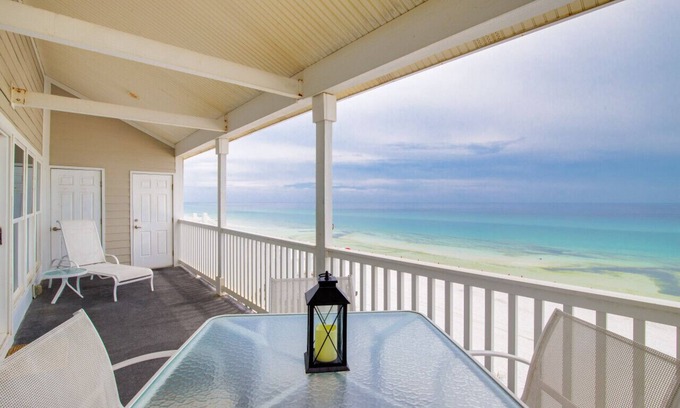 Seagrove Beach Condo | Beachfront walkway from deck to Beach! Free Beach Set-up! Sleeps 10