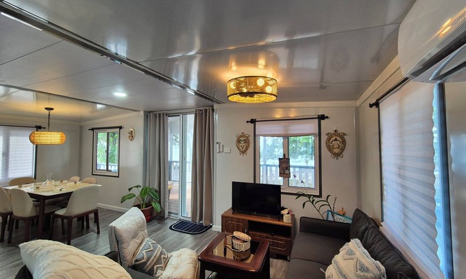 Majuro House | Beachside 1-bedroom container home with AC, WiFi in quiet Ajeltake