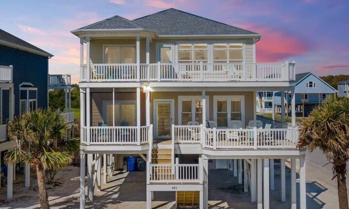 Ocean Isle Beach House | BeachSideBliss 6 bdrm 5 Bath OceanFront w/Pool & Elevator