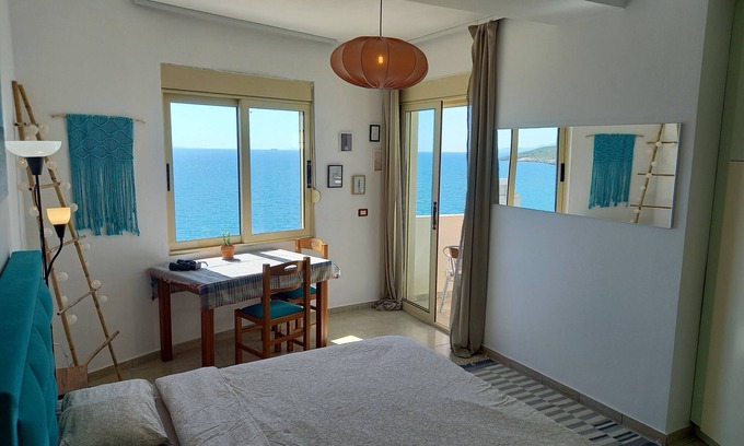 Sarande Apartment | Beautiful beachfront apartment on the beach with sea views and 2 balconies