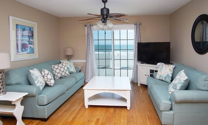 Cherry Grove Beach House | Beautiful, bright oceanfront home w/the ocean at your back door-huge deck for playing & resting