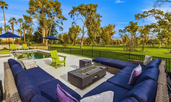 Palm Desert Condo | Beautiful Desert Oasis | Private Pool, Spa & Fire Pit with Golf Course & Mountain Views!