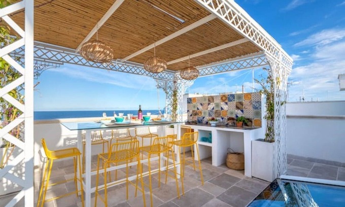 Monopoli Apartment | Beautiful luxury flat. Spacious terrace with panoramic sea views & dipping pool.
