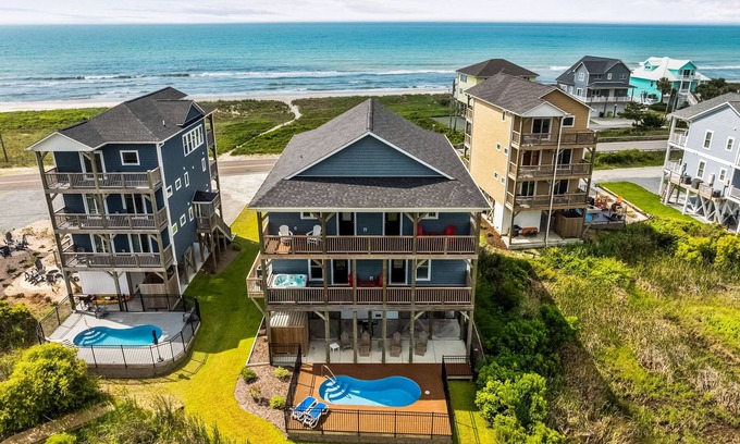 North Topsail Beach House | Beautiful ocean view home with private pool and hot tub with direct beach access