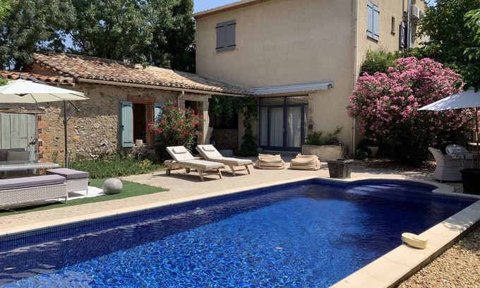 Laurens House | Beautiful spacious stone winemakers house heated pool, 4 beds, air con, 3.5baths