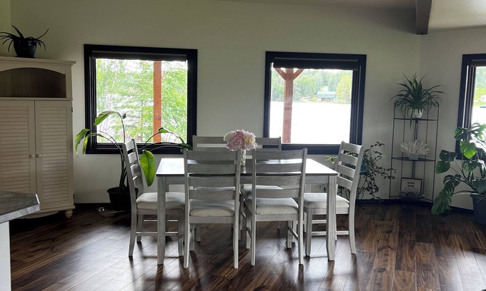 Soldotna Apartment | Beautiful sunsets from the Lakeside Suite, deck on Longmere Lake, Soldotna AK