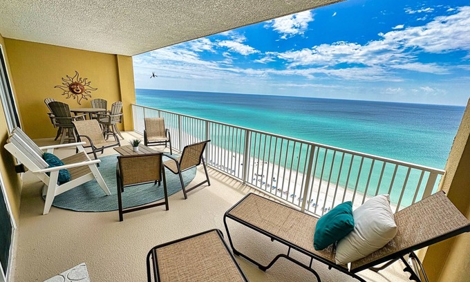 West Panama City Beach Condo | Beautiful Updated Beach Condo! Large Spacious Balcony - Free Beach Chairs!