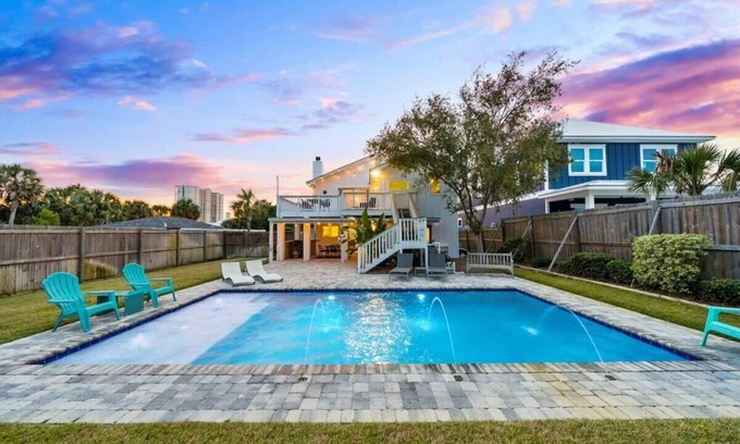 Bid-a-wee Beach House | Bid-A-Wee Beach Home-Private Heatable Pool,Private Beach Access,1 Block to Beach