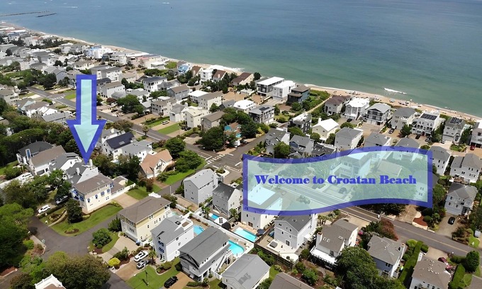 Croatan Beach House | Big Kitchen, Two Masters, Hot Tub, Short Walk from Croatan Beach