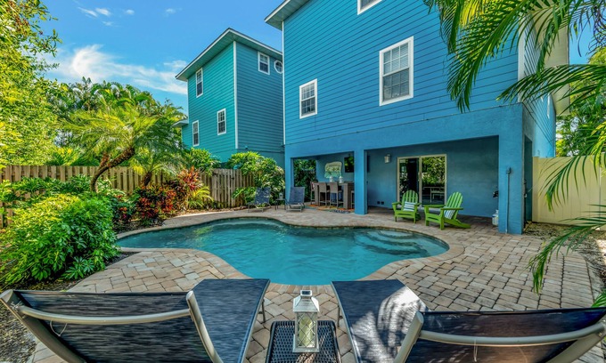 Holmes Beach House | Blue Haven Beach House - 3BR Coastal Retreat w/Heated Pool, Gulf Views & Steps to the Beach