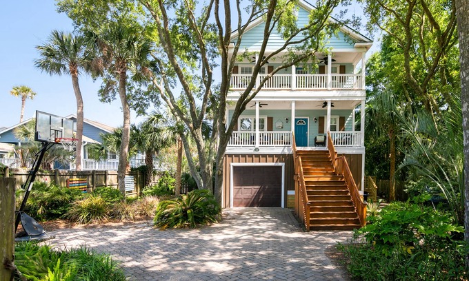 Folly Beach House | Blue Pearl! Pool Table, Pet Friendly, 1 Block to Town & Easy Walk to Beach