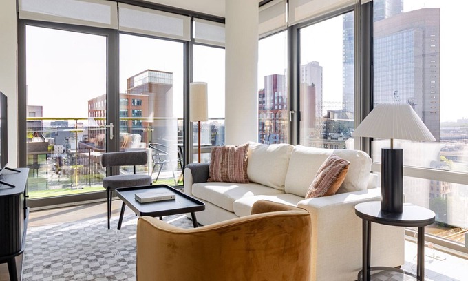 Hunters Point Apartment | Blueground | Long Island City, balcony, nr Gantry Plaza State Park