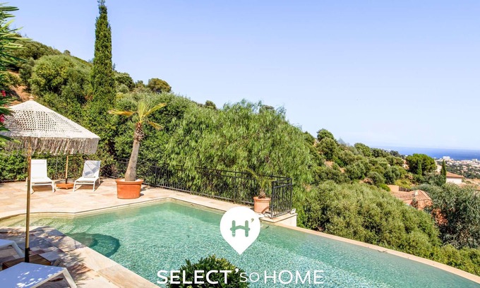 Bormes-Les-Mimosas House | Bohemian villa with sea view and pool for 9 guests