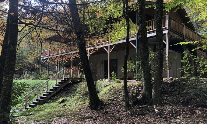Cataloochee Ranch House | BOOK NOW for your mountain vacation. Creeks, Waterfall, HotTub, Fire Pits.