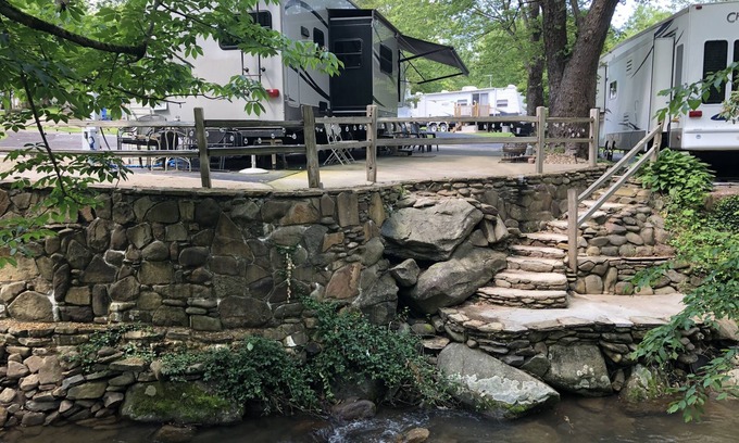 Gatlinburg - Pigeon Forge House | Brand New List! Beautiful RV on Creekfront lot. Amenities galore. Lot 311