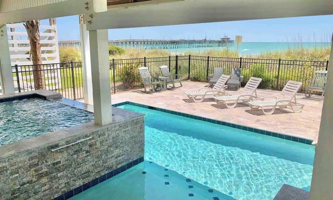 Cherry Grove Beach House | Brand New Pool! Oceanfront! Sleeps 26!