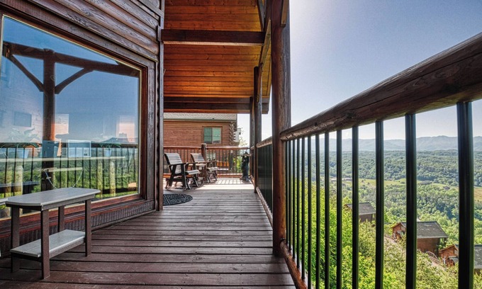 Sevierville Cabin | Breathtaking View, Free Wi-Fi, custom cabinets, private deck, 2 king suites