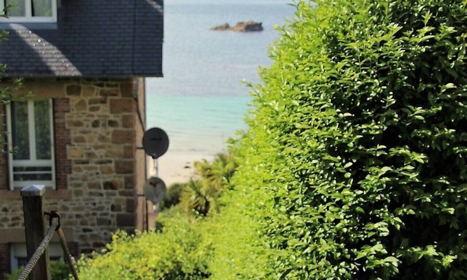 Perros-Guirec Apartment | Breathtaking views of the open sea and 7 islands. Direct beach access.