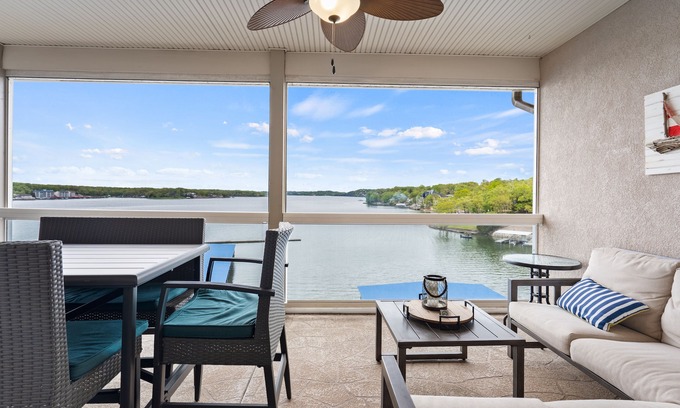 Osage Beach Condo | Breathtaking View - Top Floor Lands End Condo, POOL & lazy river! BEST location!