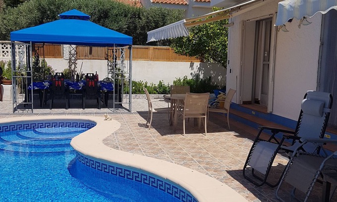 Bolnuevo Villa | Bungalow With Private Pool & Garden, Sea Views & parking, internet some air con