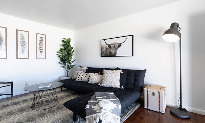 Desert Hot Springs Apartment | C3- Modern Black & White Interior w/a Warm Boho Edge