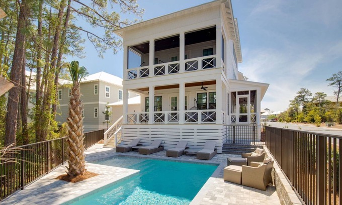 Lakeside at Blue Mountain Beach House | "Cabana Cove" 30A, Private Pool, Golf Cart, Blue Mountain Beach