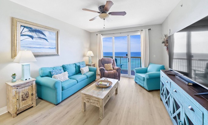 Panama City Beach Condo | Calypso 1206. Custom shower, Beach Chairs included. Direct Gulf Front!