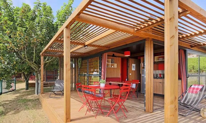 Saint-Leger-de-Fougeret Ski Chalet | Camping LA FOUGERAIE * - Panoramic Chalet Pilotis - 2 bedrooms 5 people