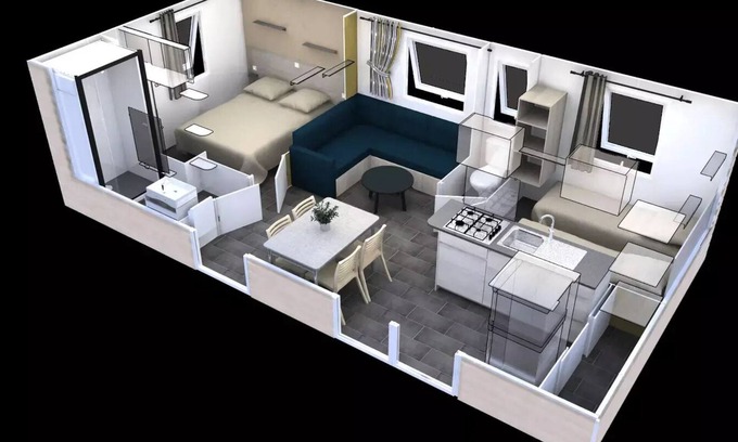 Saint-Maurice-d'Ibie House | Camping Le Sous Bois * - Mobile home Loft Rapidhome 3 rooms 6 people Air-conditioned
