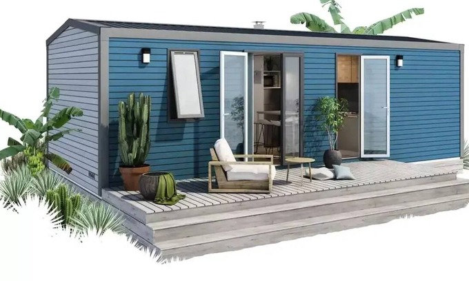 Salles-Curan House | Campsite Beau-Rivage * - Cottage FAMILY (covered terrace) new 2022 4 to 7 people - 4 pers. included in the tariff