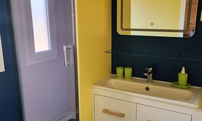 Peyrignac Ski Chalet | Campsite LA GARENNE * - 11 The cosy cabanon " YOU AND ME "2 pers. one bedroom TV and covered terrace 2 people