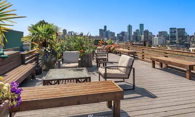 Broadway Apartment | Capitol Hill Top Floor view of the space needle