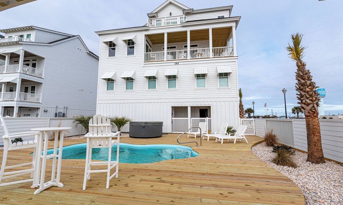 Atlantic Beach House | Captains Choice: 5-Bed Oceanfront Escape w/Private Pool, Elevator & Hot Tub!